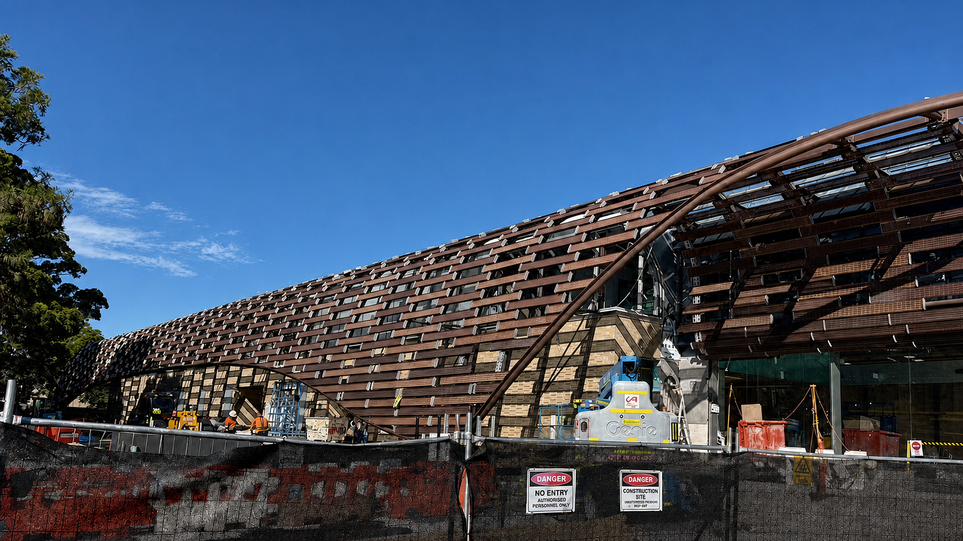 Architectural steelwork under construction at 6-8 Huntley Street